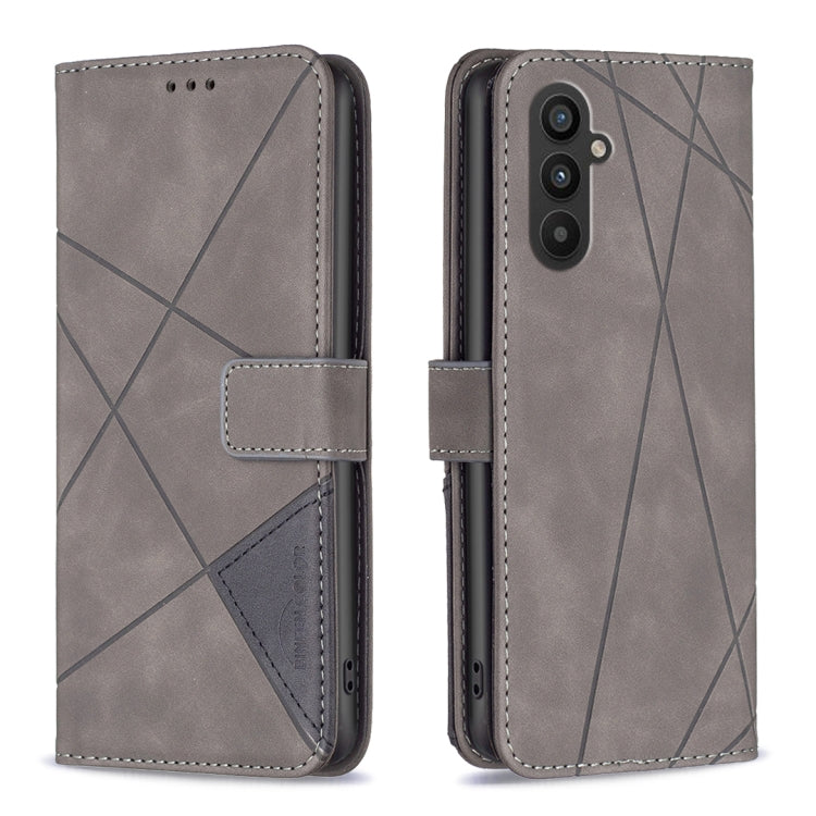 For Samsung Galaxy A24 4G Magnetic Buckle Rhombus Texture Leather
