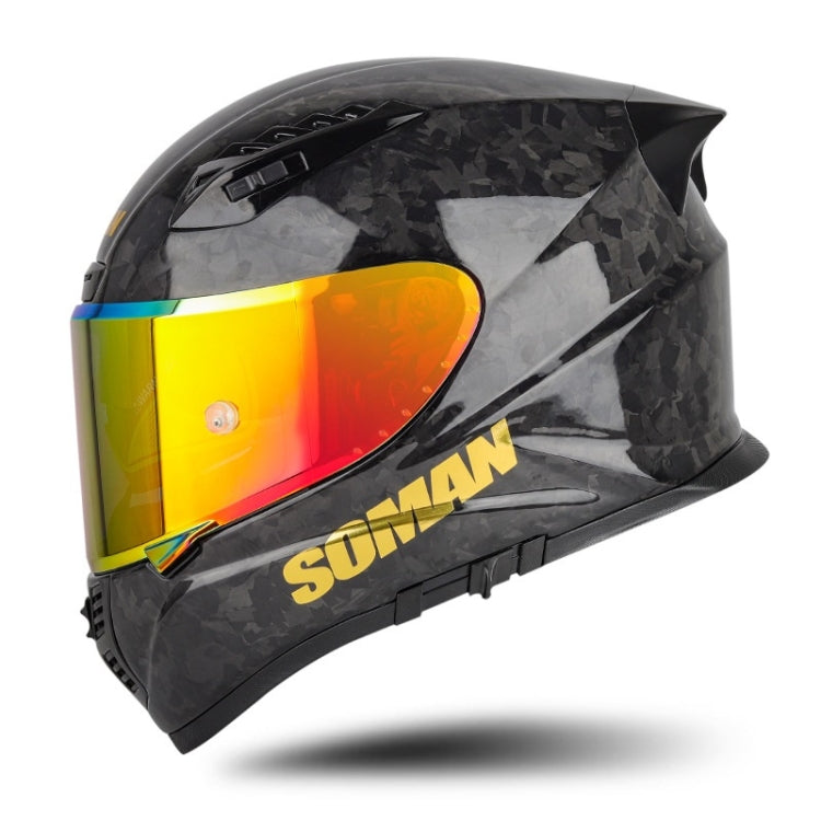 SOMAN Motorcycle Carbon Fiber Double Lens Thermal Safety Helmet, Size: –  Onkiza