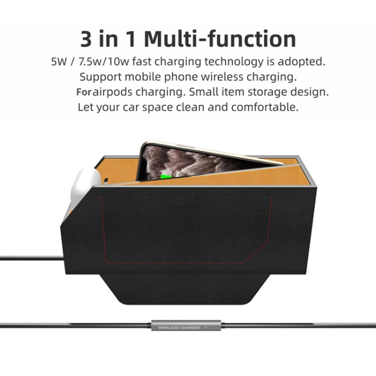 Q9 2 In 1 Multi-function Car Storage Box Wireless Charging